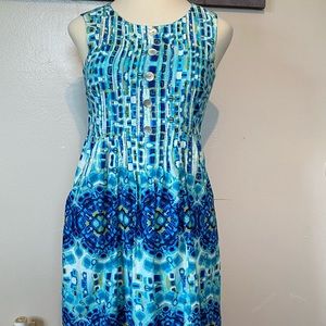Dressbarn Aqua Blues Sleeveless Dress Size 10